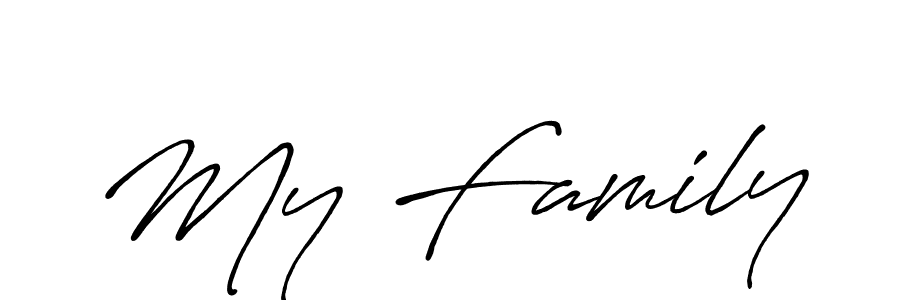 Use a signature maker to create a handwritten signature online. With this signature software, you can design (Antro_Vectra_Bolder) your own signature for name My Family. My Family signature style 7 images and pictures png