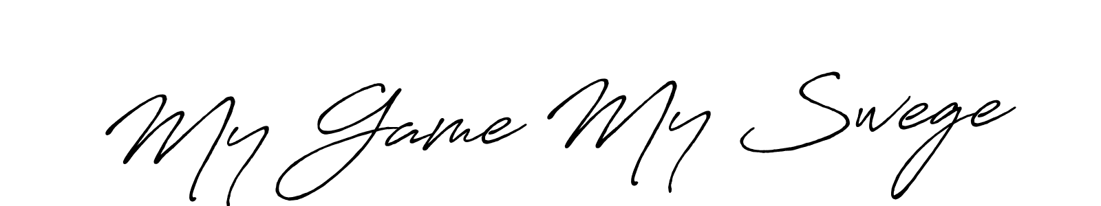 Make a beautiful signature design for name My Game My Swege. With this signature (Antro_Vectra_Bolder) style, you can create a handwritten signature for free. My Game My Swege signature style 7 images and pictures png