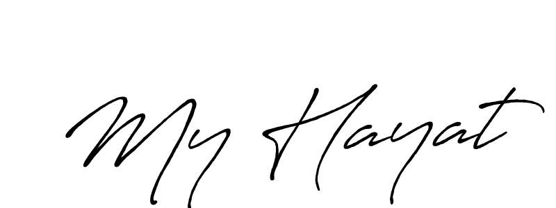 How to make My Hayat name signature. Use Antro_Vectra_Bolder style for creating short signs online. This is the latest handwritten sign. My Hayat signature style 7 images and pictures png