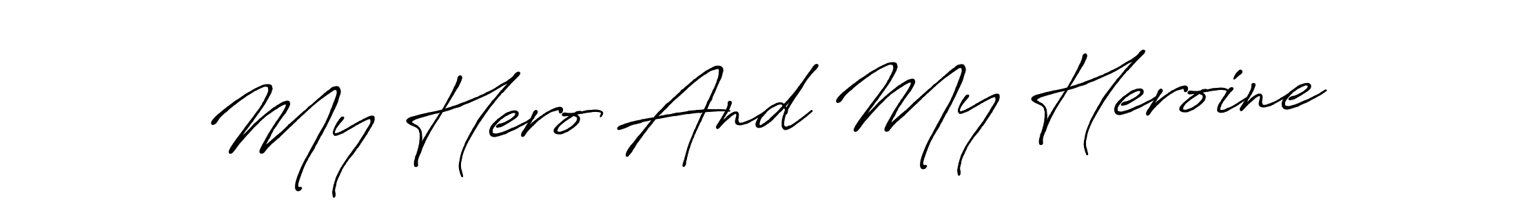 How to make My Hero And My Heroine name signature. Use Antro_Vectra_Bolder style for creating short signs online. This is the latest handwritten sign. My Hero And My Heroine signature style 7 images and pictures png