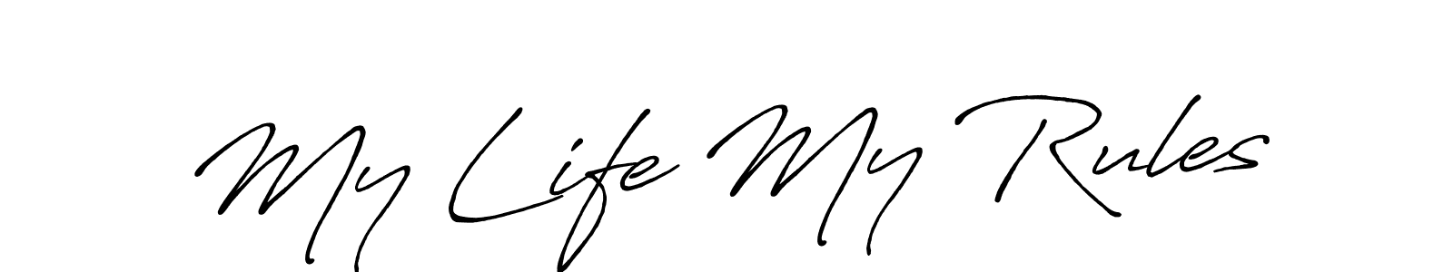 Check out images of Autograph of My Life My Rules name. Actor My Life My Rules Signature Style. Antro_Vectra_Bolder is a professional sign style online. My Life My Rules signature style 7 images and pictures png