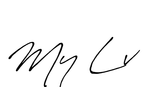 Make a beautiful signature design for name My Lv. With this signature (Antro_Vectra_Bolder) style, you can create a handwritten signature for free. My Lv signature style 7 images and pictures png