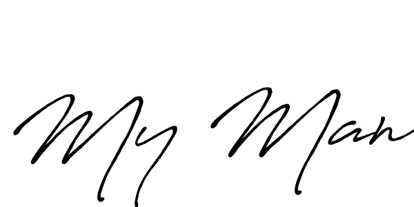 Use a signature maker to create a handwritten signature online. With this signature software, you can design (Antro_Vectra_Bolder) your own signature for name My Man. My Man signature style 7 images and pictures png