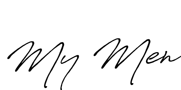 if you are searching for the best signature style for your name My Men. so please give up your signature search. here we have designed multiple signature styles  using Antro_Vectra_Bolder. My Men signature style 7 images and pictures png