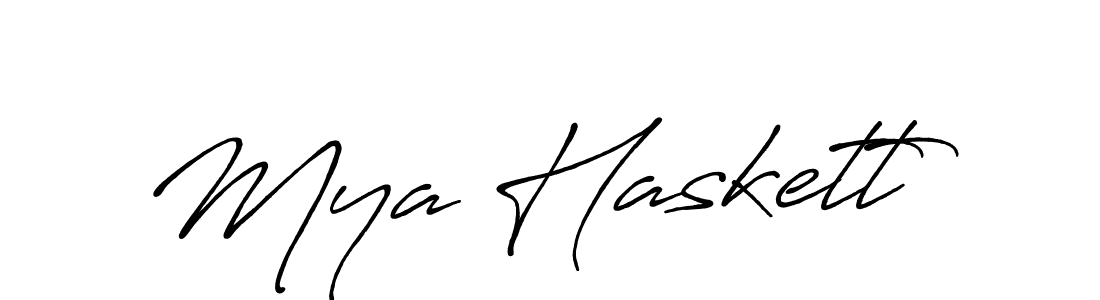 How to make Mya Haskett name signature. Use Antro_Vectra_Bolder style for creating short signs online. This is the latest handwritten sign. Mya Haskett signature style 7 images and pictures png