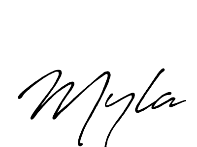 The best way (Antro_Vectra_Bolder) to make a short signature is to pick only two or three words in your name. The name Myla include a total of six letters. For converting this name. Myla signature style 7 images and pictures png