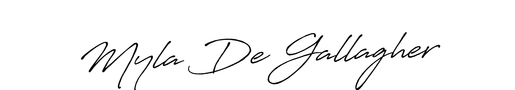 Make a beautiful signature design for name Myla De Gallagher. With this signature (Antro_Vectra_Bolder) style, you can create a handwritten signature for free. Myla De Gallagher signature style 7 images and pictures png