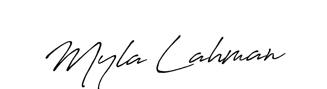 Make a beautiful signature design for name Myla Lahman. With this signature (Antro_Vectra_Bolder) style, you can create a handwritten signature for free. Myla Lahman signature style 7 images and pictures png
