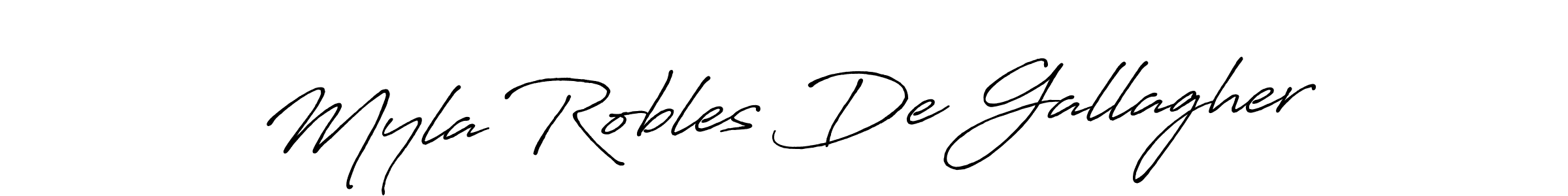 How to make Myla Robles De Gallagher name signature. Use Antro_Vectra_Bolder style for creating short signs online. This is the latest handwritten sign. Myla Robles De Gallagher signature style 7 images and pictures png