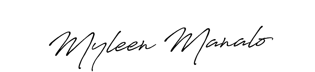 Myleen Manalo stylish signature style. Best Handwritten Sign (Antro_Vectra_Bolder) for my name. Handwritten Signature Collection Ideas for my name Myleen Manalo. Myleen Manalo signature style 7 images and pictures png