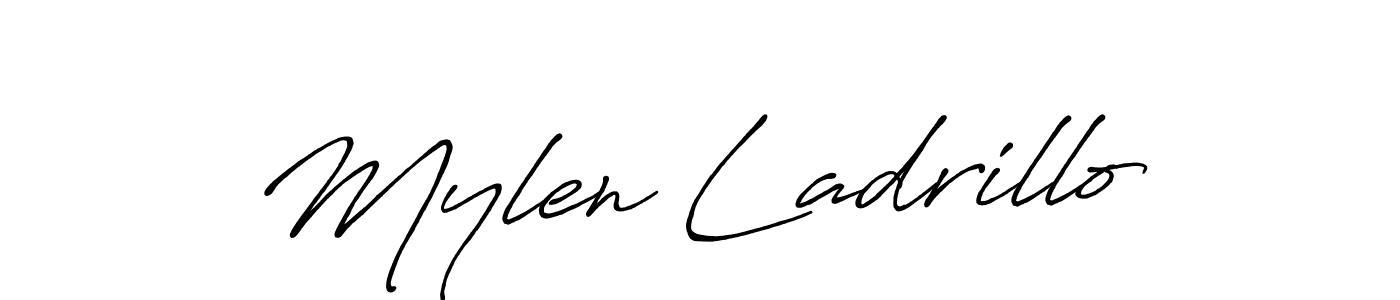 Use a signature maker to create a handwritten signature online. With this signature software, you can design (Antro_Vectra_Bolder) your own signature for name Mylen Ladrillo. Mylen Ladrillo signature style 7 images and pictures png