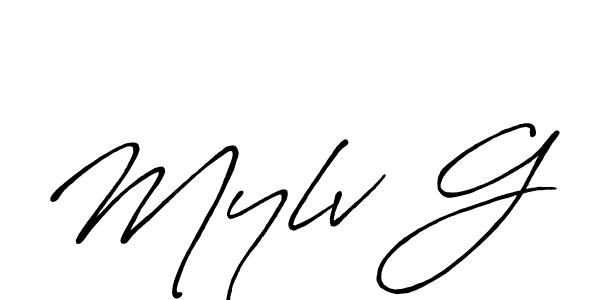 Similarly Antro_Vectra_Bolder is the best handwritten signature design. Signature creator online .You can use it as an online autograph creator for name Mylv G. Mylv G signature style 7 images and pictures png