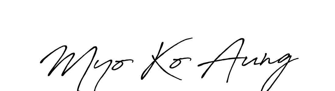 if you are searching for the best signature style for your name Myo Ko Aung. so please give up your signature search. here we have designed multiple signature styles  using Antro_Vectra_Bolder. Myo Ko Aung signature style 7 images and pictures png