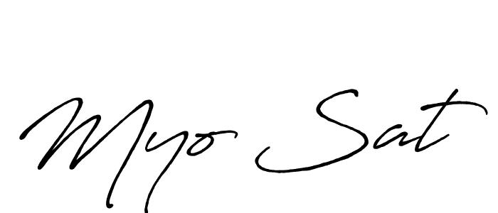 How to make Myo Sat name signature. Use Antro_Vectra_Bolder style for creating short signs online. This is the latest handwritten sign. Myo Sat signature style 7 images and pictures png