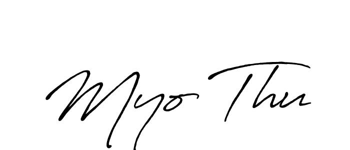 Make a beautiful signature design for name Myo Thu. With this signature (Antro_Vectra_Bolder) style, you can create a handwritten signature for free. Myo Thu signature style 7 images and pictures png