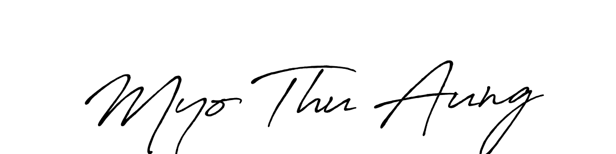Create a beautiful signature design for name Myo Thu Aung. With this signature (Antro_Vectra_Bolder) fonts, you can make a handwritten signature for free. Myo Thu Aung signature style 7 images and pictures png