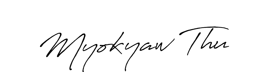 Use a signature maker to create a handwritten signature online. With this signature software, you can design (Antro_Vectra_Bolder) your own signature for name Myokyaw Thu. Myokyaw Thu signature style 7 images and pictures png