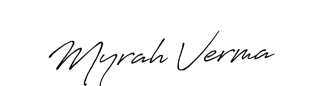 Use a signature maker to create a handwritten signature online. With this signature software, you can design (Antro_Vectra_Bolder) your own signature for name Myrah Verma. Myrah Verma signature style 7 images and pictures png