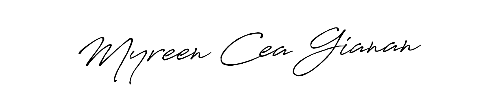 How to make Myreen Cea Gianan name signature. Use Antro_Vectra_Bolder style for creating short signs online. This is the latest handwritten sign. Myreen Cea Gianan signature style 7 images and pictures png