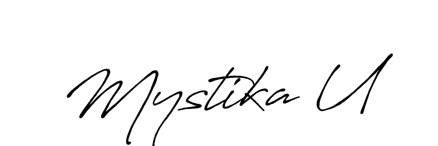 Create a beautiful signature design for name Mystika U. With this signature (Antro_Vectra_Bolder) fonts, you can make a handwritten signature for free. Mystika U signature style 7 images and pictures png