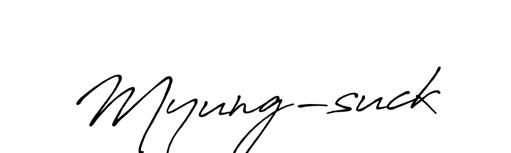 Design your own signature with our free online signature maker. With this signature software, you can create a handwritten (Antro_Vectra_Bolder) signature for name Myung-suck. Myung-suck signature style 7 images and pictures png