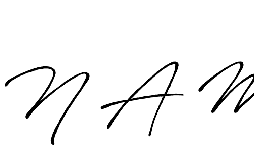 Make a beautiful signature design for name N A M. With this signature (Antro_Vectra_Bolder) style, you can create a handwritten signature for free. N A M signature style 7 images and pictures png