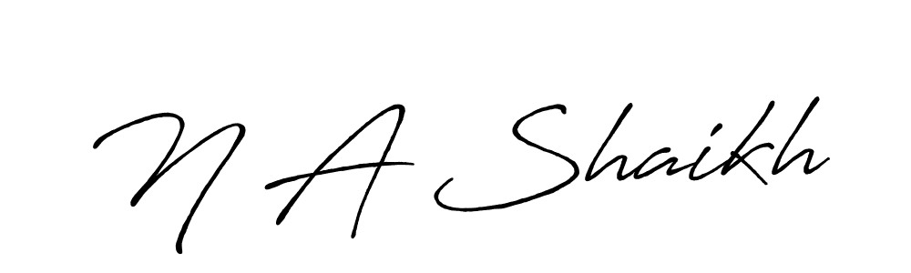 Make a beautiful signature design for name N A Shaikh. With this signature (Antro_Vectra_Bolder) style, you can create a handwritten signature for free. N A Shaikh signature style 7 images and pictures png