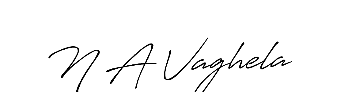 How to make N A Vaghela name signature. Use Antro_Vectra_Bolder style for creating short signs online. This is the latest handwritten sign. N A Vaghela signature style 7 images and pictures png
