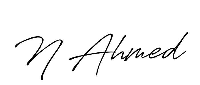 How to make N Ahmed name signature. Use Antro_Vectra_Bolder style for creating short signs online. This is the latest handwritten sign. N Ahmed signature style 7 images and pictures png