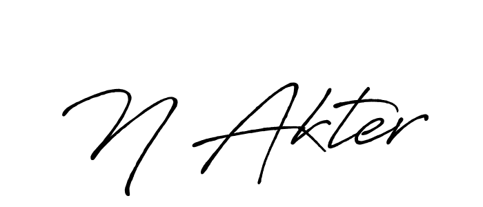 How to make N Akter name signature. Use Antro_Vectra_Bolder style for creating short signs online. This is the latest handwritten sign. N Akter signature style 7 images and pictures png