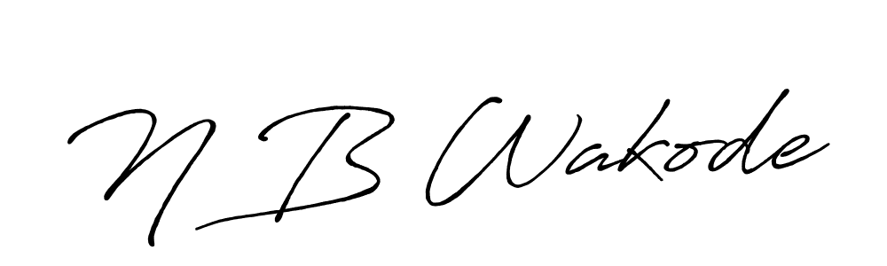 Use a signature maker to create a handwritten signature online. With this signature software, you can design (Antro_Vectra_Bolder) your own signature for name N B Wakode. N B Wakode signature style 7 images and pictures png
