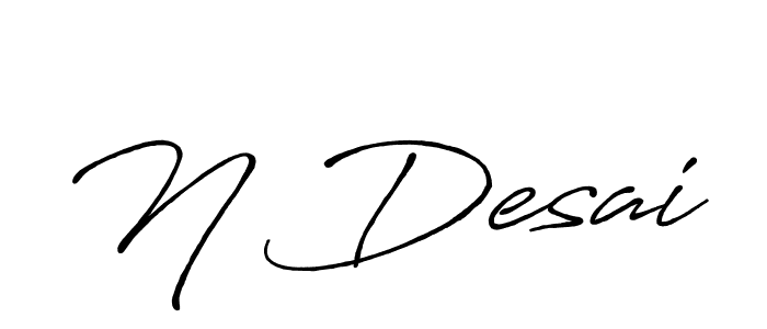 The best way (Antro_Vectra_Bolder) to make a short signature is to pick only two or three words in your name. The name N Desai include a total of six letters. For converting this name. N Desai signature style 7 images and pictures png