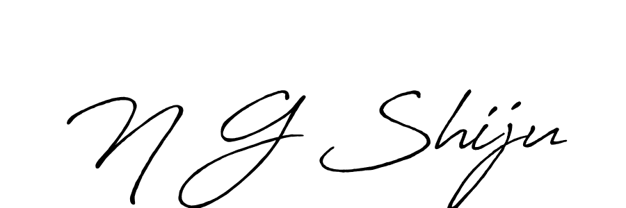 The best way (Antro_Vectra_Bolder) to make a short signature is to pick only two or three words in your name. The name N G Shiju include a total of six letters. For converting this name. N G Shiju signature style 7 images and pictures png