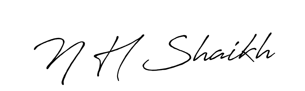 Create a beautiful signature design for name N H Shaikh. With this signature (Antro_Vectra_Bolder) fonts, you can make a handwritten signature for free. N H Shaikh signature style 7 images and pictures png