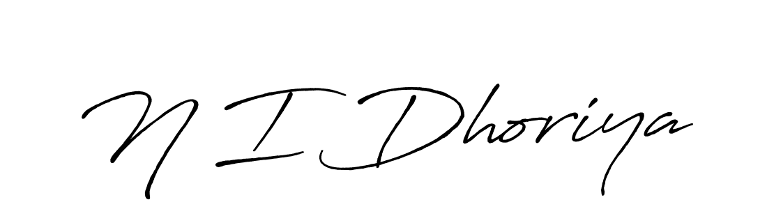 Use a signature maker to create a handwritten signature online. With this signature software, you can design (Antro_Vectra_Bolder) your own signature for name N I Dhoriya. N I Dhoriya signature style 7 images and pictures png