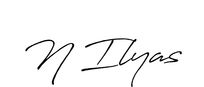 Make a beautiful signature design for name N Ilyas. With this signature (Antro_Vectra_Bolder) style, you can create a handwritten signature for free. N Ilyas signature style 7 images and pictures png