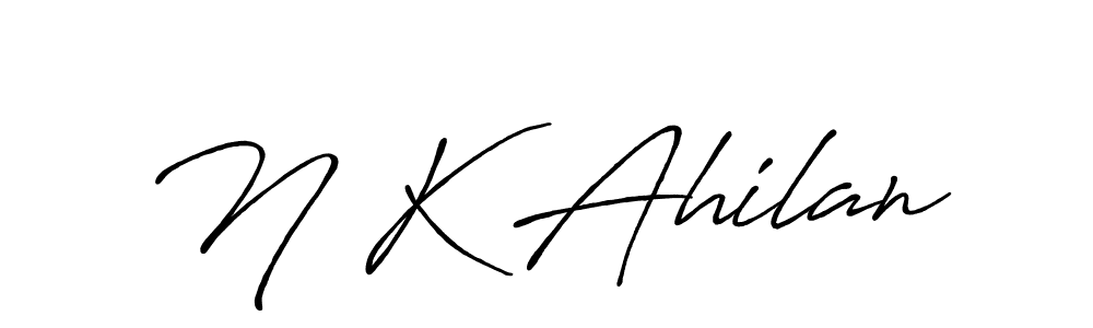 Create a beautiful signature design for name N K Ahilan. With this signature (Antro_Vectra_Bolder) fonts, you can make a handwritten signature for free. N K Ahilan signature style 7 images and pictures png