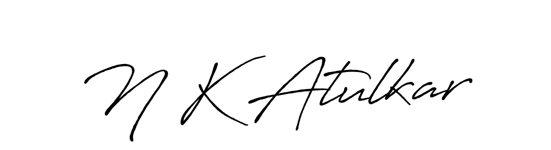 The best way (Antro_Vectra_Bolder) to make a short signature is to pick only two or three words in your name. The name N K Atulkar include a total of six letters. For converting this name. N K Atulkar signature style 7 images and pictures png