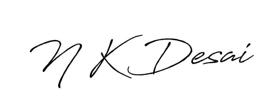 Make a beautiful signature design for name N K Desai. With this signature (Antro_Vectra_Bolder) style, you can create a handwritten signature for free. N K Desai signature style 7 images and pictures png