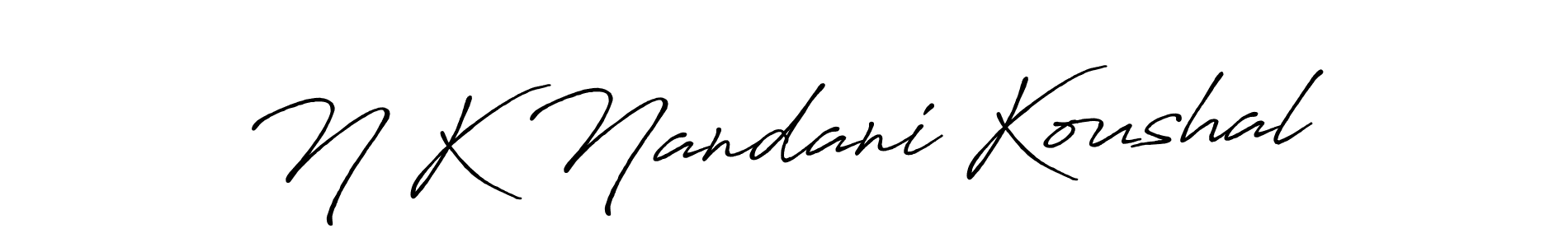 How to make N K Nandani Koushal name signature. Use Antro_Vectra_Bolder style for creating short signs online. This is the latest handwritten sign. N K Nandani Koushal signature style 7 images and pictures png