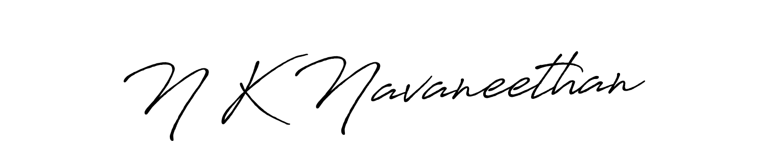 The best way (Antro_Vectra_Bolder) to make a short signature is to pick only two or three words in your name. The name N K Navaneethan include a total of six letters. For converting this name. N K Navaneethan signature style 7 images and pictures png