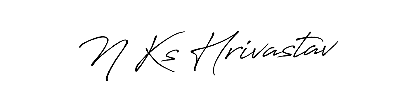 How to make N Ks Hrivastav name signature. Use Antro_Vectra_Bolder style for creating short signs online. This is the latest handwritten sign. N Ks Hrivastav signature style 7 images and pictures png