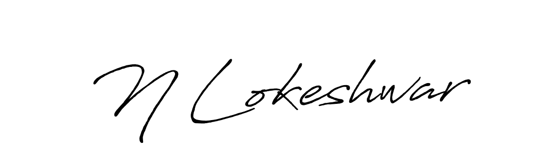 Make a beautiful signature design for name N Lokeshwar. With this signature (Antro_Vectra_Bolder) style, you can create a handwritten signature for free. N Lokeshwar signature style 7 images and pictures png