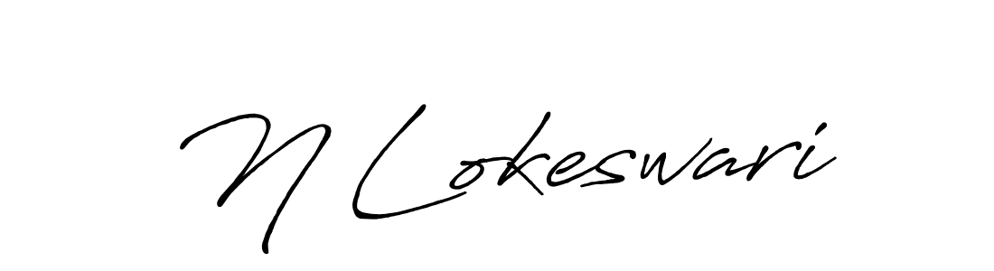 Create a beautiful signature design for name N Lokeswari. With this signature (Antro_Vectra_Bolder) fonts, you can make a handwritten signature for free. N Lokeswari signature style 7 images and pictures png