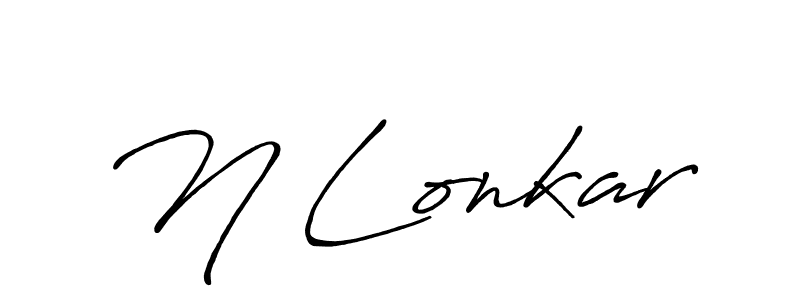 How to make N Lonkar name signature. Use Antro_Vectra_Bolder style for creating short signs online. This is the latest handwritten sign. N Lonkar signature style 7 images and pictures png