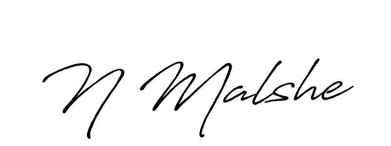 Create a beautiful signature design for name N Malshe. With this signature (Antro_Vectra_Bolder) fonts, you can make a handwritten signature for free. N Malshe signature style 7 images and pictures png