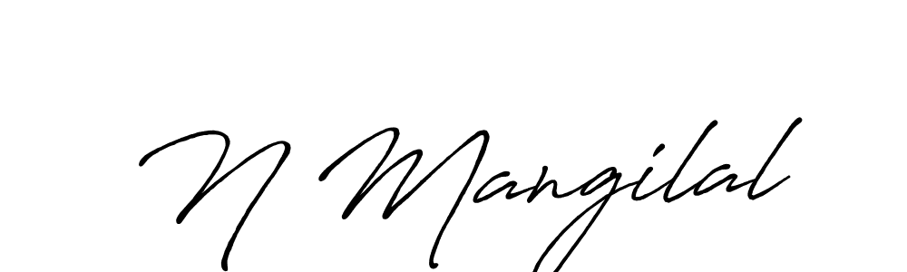How to make N Mangilal name signature. Use Antro_Vectra_Bolder style for creating short signs online. This is the latest handwritten sign. N Mangilal signature style 7 images and pictures png