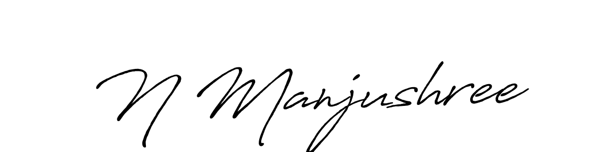 How to make N Manjushree name signature. Use Antro_Vectra_Bolder style for creating short signs online. This is the latest handwritten sign. N Manjushree signature style 7 images and pictures png