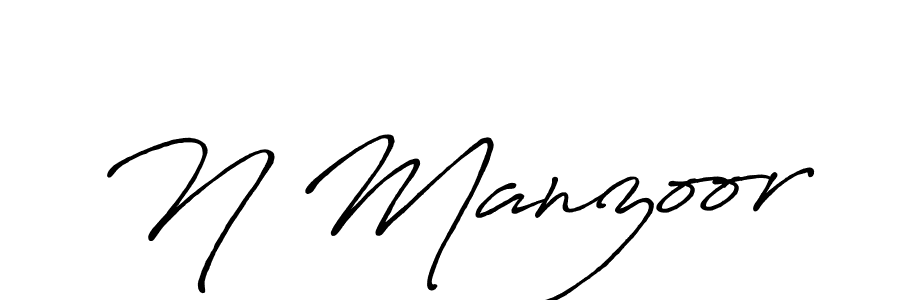 Make a beautiful signature design for name N Manzoor. With this signature (Antro_Vectra_Bolder) style, you can create a handwritten signature for free. N Manzoor signature style 7 images and pictures png