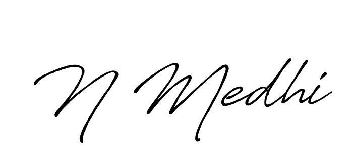How to make N Medhi name signature. Use Antro_Vectra_Bolder style for creating short signs online. This is the latest handwritten sign. N Medhi signature style 7 images and pictures png